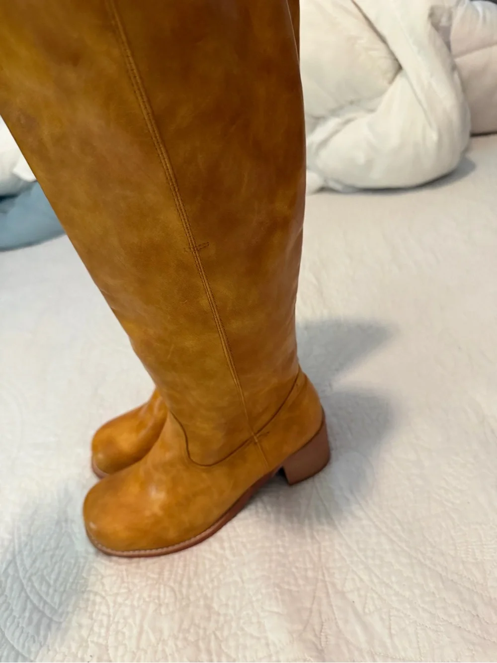 Classic Tall Leather Riding Boots in Cognac